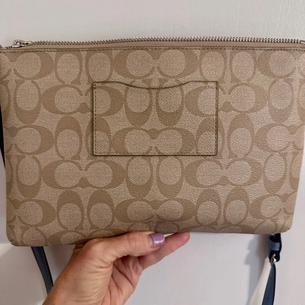 Coach Signature East West Pop Crossbody Handbag Light Khaki/Blue 101/2x7" - Picture 15 of 15